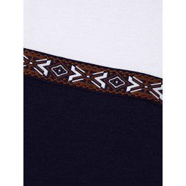 Mens Ethnic Matching Chest Pocket Curved Hem Short Sleeve T-Shirts