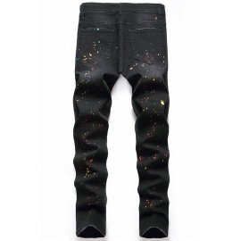 Men's Splash Paint Distressed Slim-fit Jeans