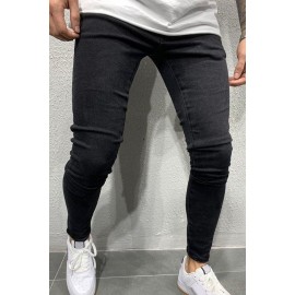 Black Solid Skinny Fit Men's Jeans