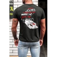 Gray Racing Vehicle Letter Print Slim Fit Men's Graphic Tee
