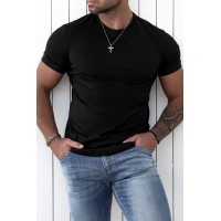 Black Crew Neck Slim Fit Men T Shirt