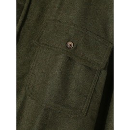 Mens Flannel Solid Button Up Pocket Basics Long Sleeve Shirts