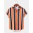 Mens Holiday Wide Striped Button Up Short Sleeve Shirts